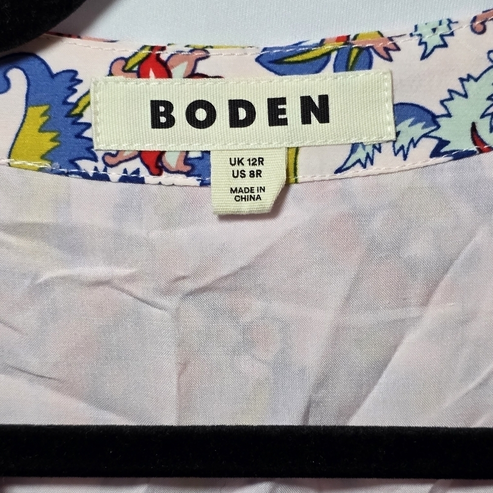 BODEN Elsa Midi Tea Dress Marshmallow Botanical Brunch Pink Floral Button Front - Picture 7 of 11